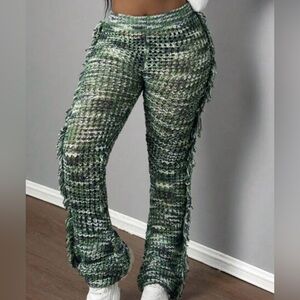 Stylish Green Knit Women's Pants